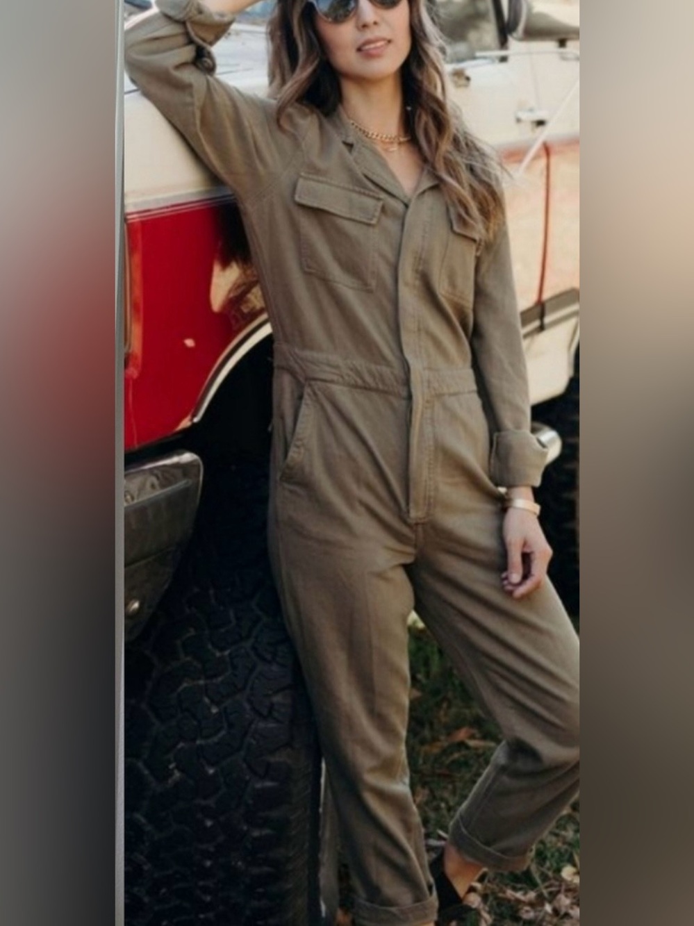 Carly Jean Los Angeles CJLA Charlie Olive Green Jumpsuit Women’s Small